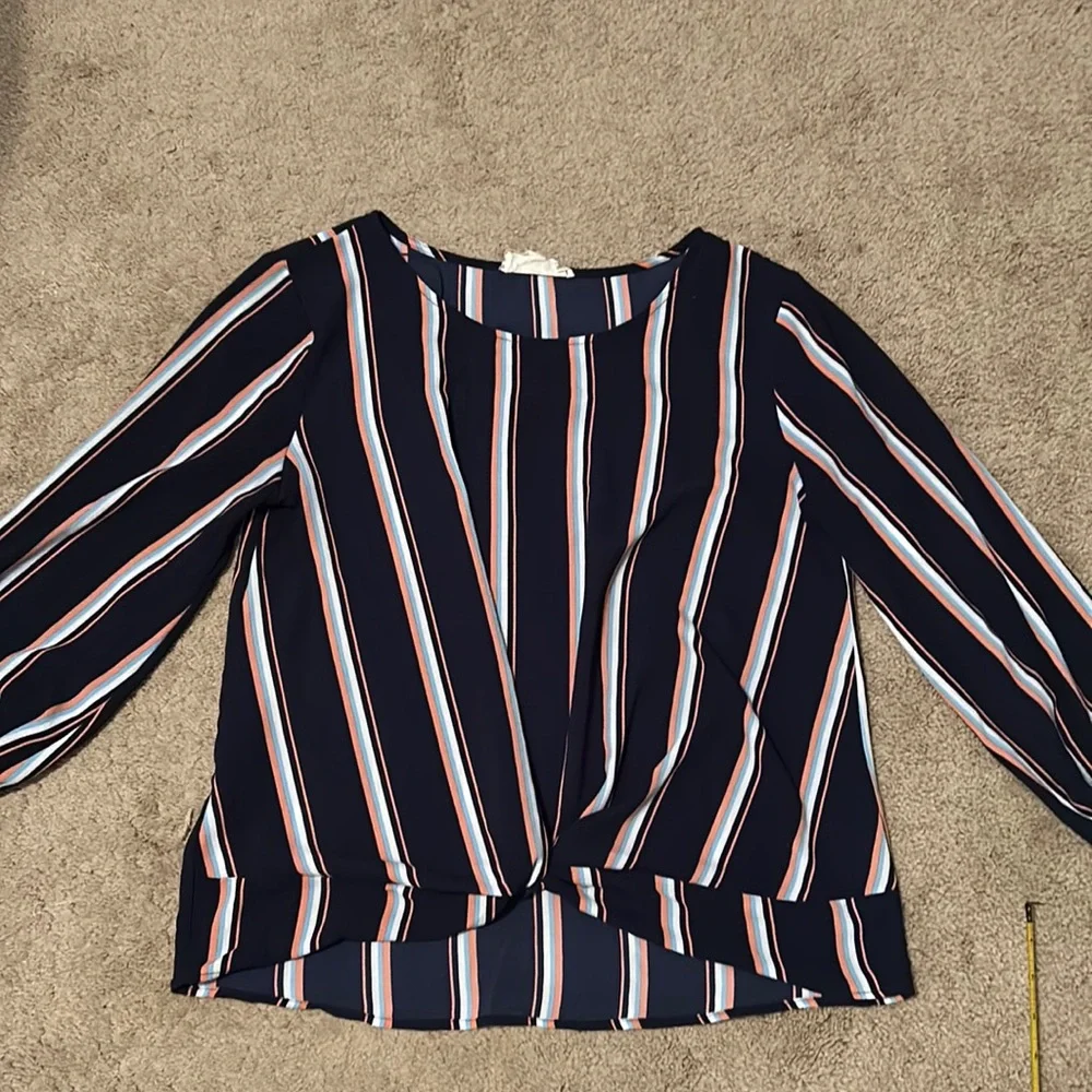 Pink Republic Navy Blue Front Knot Shirt Size M - Picture 7 of 13